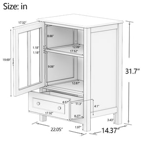 English Elm Buffet Storage Cabinet with Sculpted Glass Doors Bell Handle and Adjustable Shelf W28227727