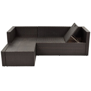 English Elm Go Outdoor 5 Piece Pe Rattan Sectional Sofa Set with Tempered Glass Table FG201206AAA