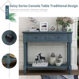 English Elm Trexm Daisy Series Console Table Traditional Design With Two Drawers and Bottom Shelf (Navy)