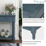 English Elm Trexm Daisy Series Console Table Traditional Design With Two Drawers and Bottom Shelf (Navy)