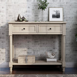 English Elm Trexm Daisy Series Console Table Traditional Design With Two Drawers and Bottom Shelf (Retro Grey)