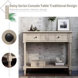 English Elm Trexm Daisy Series Console Table Traditional Design With Two Drawers and Bottom Shelf (Retro Grey)