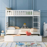 Hearth and Haven Pennyanna Twin Bunk Bed with Safety Rail and Movable Trundle Bed, White