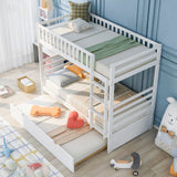 Hearth and Haven Pennyanna Twin Bunk Bed with Safety Rail and Movable Trundle Bed, White