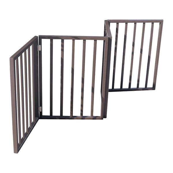 English Elm Pet Gate - Elegant Freestanding Wooden Barrier For Doorways & Stairs – Folding, Arc Design, Brown W49530788-GIGA