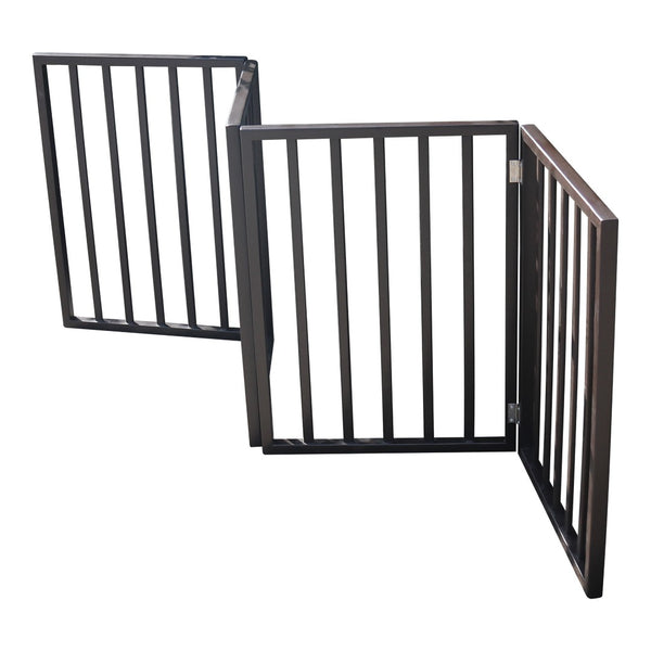 English Elm Pet Gate - Elegant Freestanding Wooden Barrier For Doorways & Stairs – Folding, Arc Design, Brown W49530788-GIGA
