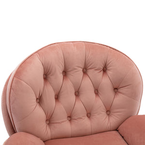 English Elm Accent Chair - Stylish Pink Velvet Swivel Chair With Ottoman For Living Rooms & Bedrooms W676P232272