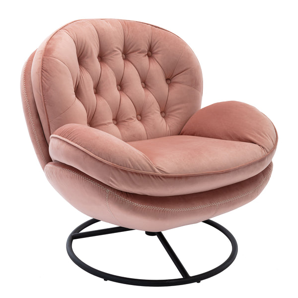 English Elm Accent Chair - Stylish Pink Velvet Swivel Chair With Ottoman For Living Rooms & Bedrooms W676P232272