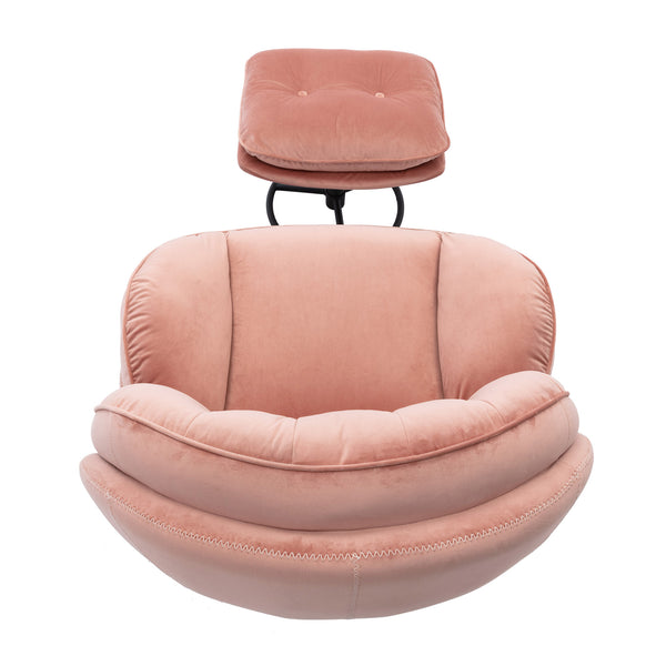 English Elm Accent Chair - Stylish Pink Velvet Swivel Chair With Ottoman For Living Rooms & Bedrooms W676P232272