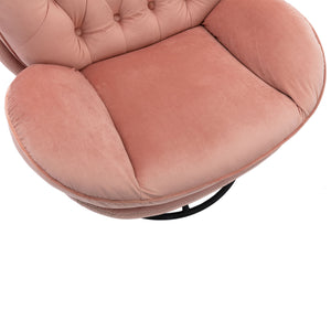 English Elm Accent Chair - Stylish Pink Velvet Swivel Chair With Ottoman For Living Rooms & Bedrooms W676P232272