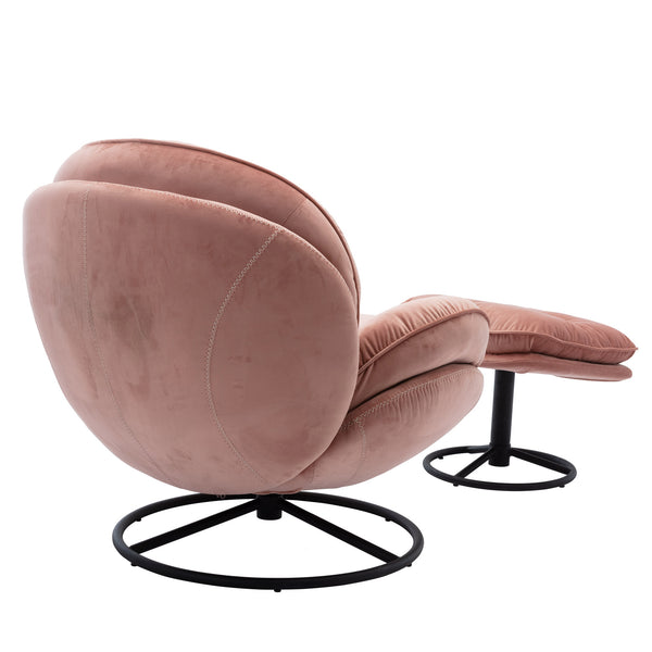 English Elm Accent Chair - Stylish Pink Velvet Swivel Chair With Ottoman For Living Rooms & Bedrooms W676P232272