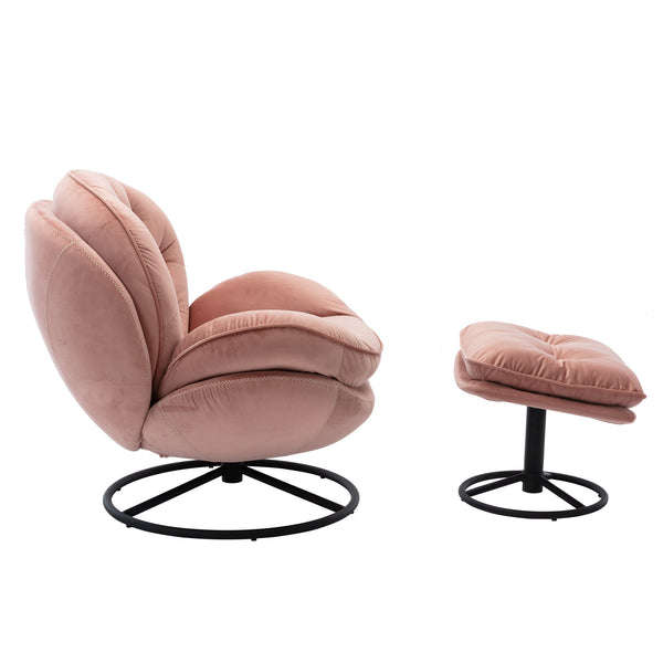 English Elm Accent Chair - Stylish Pink Velvet Swivel Chair With Ottoman For Living Rooms & Bedrooms W676P232272