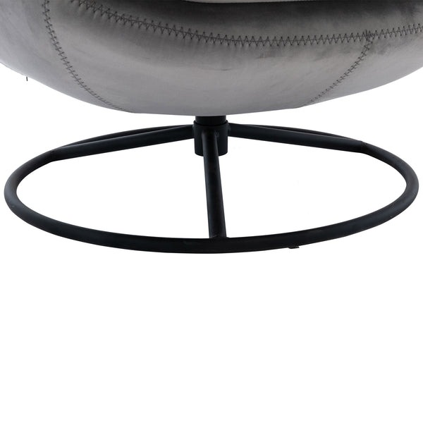 English Elm Accent Chair With Ottoman - Stylish Grey Velvet Swivel Seat For Living Room, Reading Nook & Tv Use W676P232257