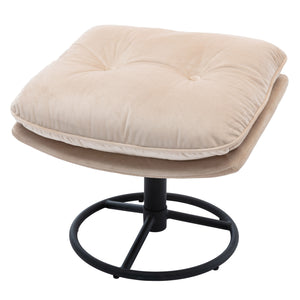 English Elm Accent Chair With Ottoman - Stylish Beige Velvet Swivel Seat For Living Room, Reading Nook & More! W676P232273