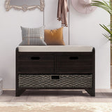 Brooklyn Rustic Storage Bench with Basket & 2 Drawers - Spacious, Quality Wood - No Assembly