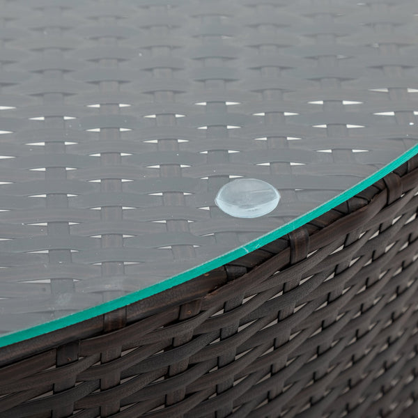 English Elm TOPMAX 5-Piece All-Weather PE Rattan Outdoor Sectional Sofa Set with Tempered Glass Table, Durable Cushions Beige SP100149AAA