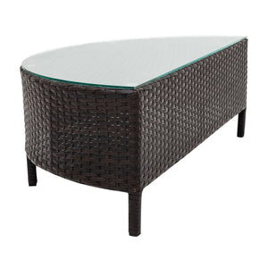 English Elm TOPMAX 5-Piece All-Weather PE Rattan Outdoor Sectional Sofa Set with Tempered Glass Table, Durable Cushions Beige SP100149AAA