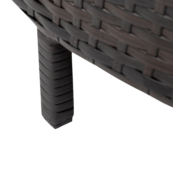 English Elm TOPMAX 5-Piece All-Weather PE Rattan Outdoor Sectional Sofa Set with Tempered Glass Table, Durable Cushions Beige SP100149AAA