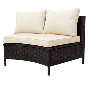English Elm Topmax Five Piece Modular Outdoor Sectional Pe Rattan Patio Set with Glass Table Beige N717S100149A