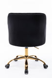 Hearth and Haven Zephyr Swivel Office Chair with Tufted Back and Gold Legs, Black W39531818