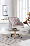 Hearth and Haven Tranquilique Swivel Shell Chair with Button Tufted Back and Metal Legs, Grey and Gold W39531815