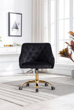 Hearth and Haven Zephyr Swivel Office Chair with Tufted Back and Gold Legs, Black W39531818