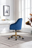 Hearth and Haven Zephyr Swivel Office Chair with Tufted Back and Gold Legs, Navy W39531816