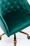 Hearth and Haven Zephyr Swivel Office Chair with Tufted Back and Gold Legs, Green W39531817