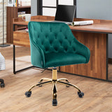 Hearth and Haven Zephyr Swivel Office Chair with Tufted Back and Gold Legs, Green W39531817