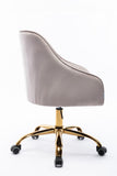 Hearth and Haven Tranquilique Swivel Shell Chair with Button Tufted Back and Metal Legs, Grey and Gold W39531815