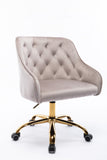 Hearth and Haven Tranquilique Swivel Shell Chair with Button Tufted Back and Metal Legs, Grey and Gold W39531815