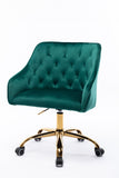 Hearth and Haven Zephyr Swivel Office Chair with Tufted Back and Gold Legs, Green W39531817