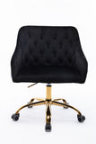 Hearth and Haven Zephyr Swivel Office Chair with Tufted Back and Gold Legs, Black W39531818