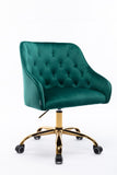 Hearth and Haven Zephyr Swivel Office Chair with Tufted Back and Gold Legs, Green W39531817