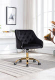 Hearth and Haven Zephyr Swivel Office Chair with Tufted Back and Gold Legs, Black W39531818