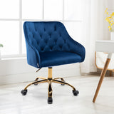 Hearth and Haven Zephyr Swivel Office Chair with Tufted Back and Gold Legs, Navy W39531816