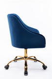 Hearth and Haven Zephyr Swivel Office Chair with Tufted Back and Gold Legs, Navy W39531816