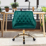 Hearth and Haven Zephyr Swivel Office Chair with Tufted Back and Gold Legs, Green W39531817