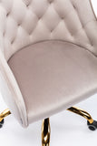 Hearth and Haven Tranquilique Swivel Shell Chair with Button Tufted Back and Metal Legs, Grey and Gold W39531815