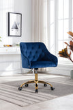 Hearth and Haven Zephyr Swivel Office Chair with Tufted Back and Gold Legs, Navy W39531816