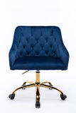 Hearth and Haven Zephyr Swivel Office Chair with Tufted Back and Gold Legs, Navy W39531816