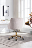 Hearth and Haven Tranquilique Swivel Shell Chair with Button Tufted Back and Metal Legs, Grey and Gold W39531815