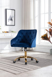 Hearth and Haven Zephyr Swivel Office Chair with Tufted Back and Gold Legs, Navy W39531816