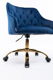 Hearth and Haven Zephyr Swivel Office Chair with Tufted Back and Gold Legs, Navy W39531816