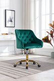 Hearth and Haven Zephyr Swivel Office Chair with Tufted Back and Gold Legs, Green W39531817