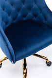 Hearth and Haven Zephyr Swivel Office Chair with Tufted Back and Gold Legs, Navy W39531816