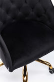 Hearth and Haven Zephyr Swivel Office Chair with Tufted Back and Gold Legs, Black W39531818