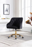 Hearth and Haven Zephyr Swivel Office Chair with Tufted Back and Gold Legs, Black W39531818