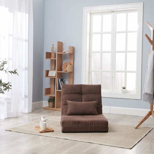 English Elm Triple Fold Down Sofa Bed Adjustable 14-Position Floor Couch with Pillow, Steel Frame, Plush Upholstery W24431118