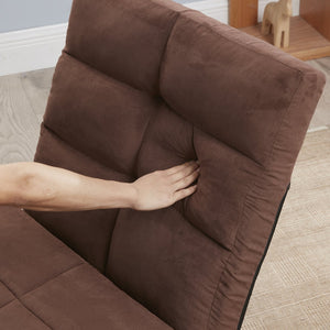 English Elm Triple Fold Down Sofa Bed Adjustable 14-Position Floor Couch with Pillow, Steel Frame, Plush Upholstery W24431118